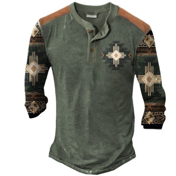 Men's Henley Shirt T-shirt Solid - Image 2