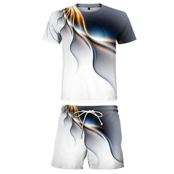 Men's Casual T-shirt Shorts Two-piece Printed Sportswear - Image 9