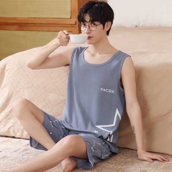 Men's Vest Sleeveless Pajamas Summer Pure Cotton - Image 2