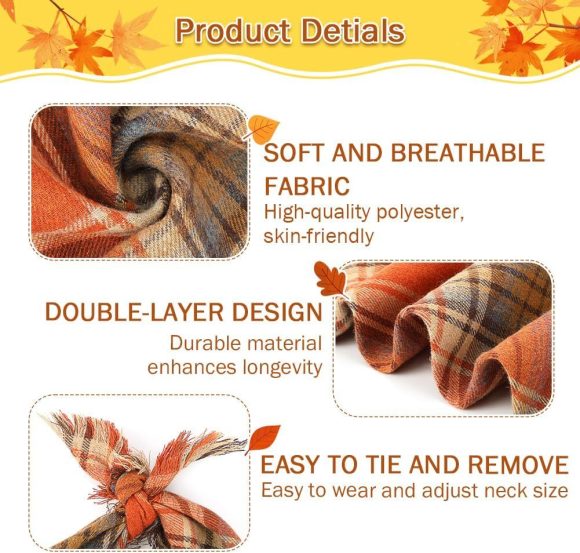 Vivifying Fall Dog Bandana With Tassels Edges Classic Plaid Triangle Dog Apparel Accessories Unny Dog Scarf Costume For Thanksgiving Photo Prop  And Party Decor - Image 3