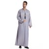 Ethnic Stitching Contrast Color Men's Robe - Image 3