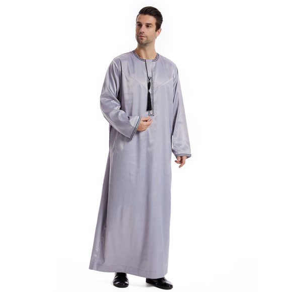 Ethnic Stitching Contrast Color Men's Robe - Image 3
