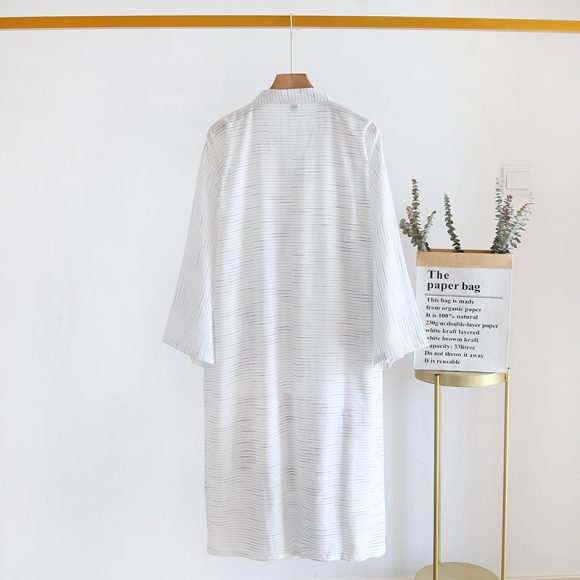 Summer Jacquard Gauze Cotton Kimono Thin Home Bathrobe Simple - Image 9
