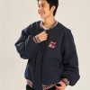 Ethnic Jacquard Stitching Thick Quilted Couple Baseball Uniform Jacket - Image 3