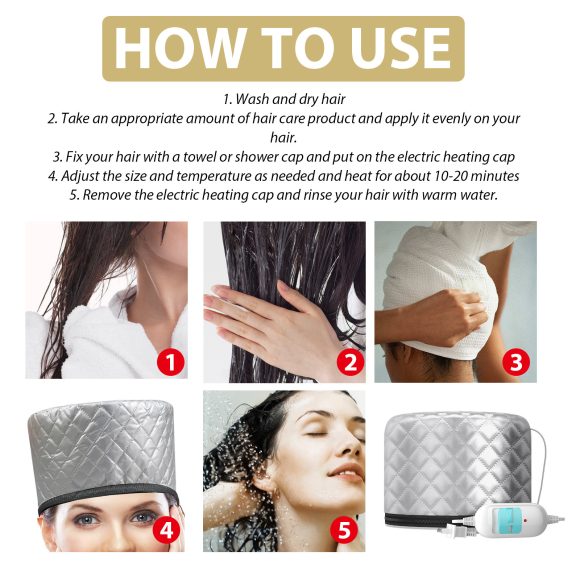 Heating Cap Repair Hair Damaged Dry Manic Head Massage Care - Image 6