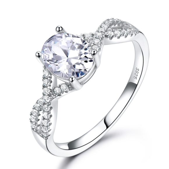 Sterling Silver Ladies Ring Oval Nano Morganite - Image 5