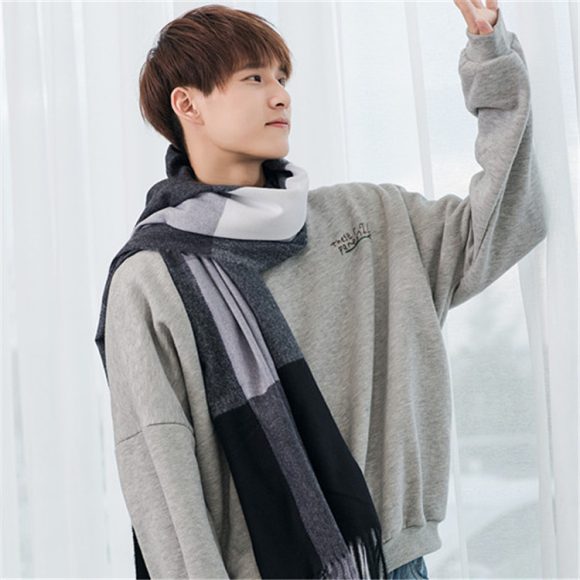 Warm Tassel Plaid Bristle Scarf - Image 8