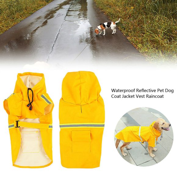 Dog Raincoat,Waterproof Dog Rain Jacket With Safety Reflective Stripe,Hooded Slicker Dachshund Doggy Dog Poncho With Leash For Dogs And Puppies - Image 5