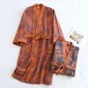 Couple Cotton Loose Bathrobe Lace Bathrobe Women's Double Jacquard Pajamas
