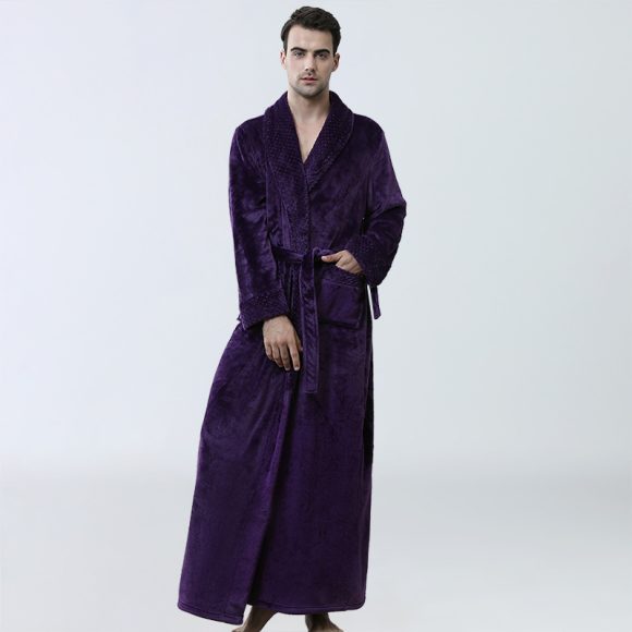 Men's Winter Coral Fleece Nightgown Homewear Thickened Pajamas - Image 3