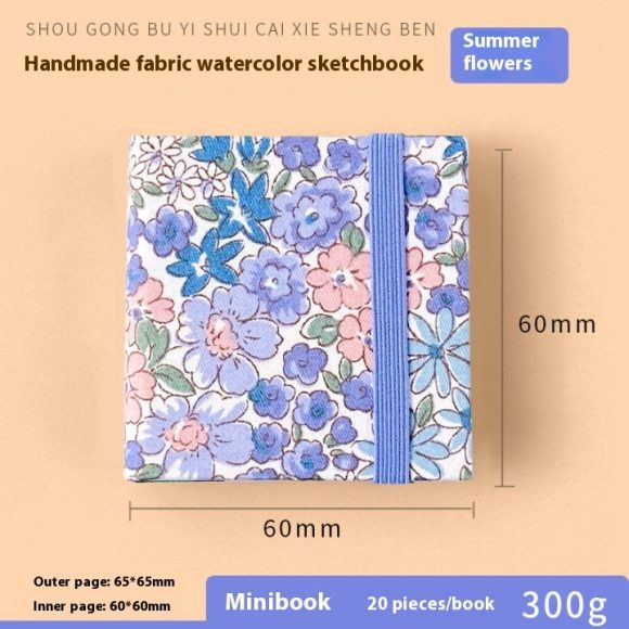 Fabric Watercolor Notebook Art Student Painting Square Portable - Image 6
