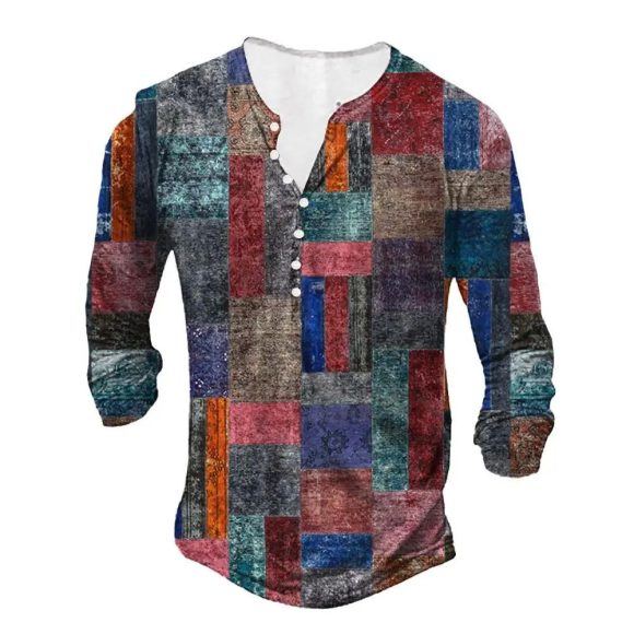 Open Placket With Buttons 3D Digital Printed Ethnic Pattern Printed Top - Image 8