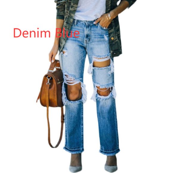 Ripped Foot Burr Fashion Straight Pants - Image 7