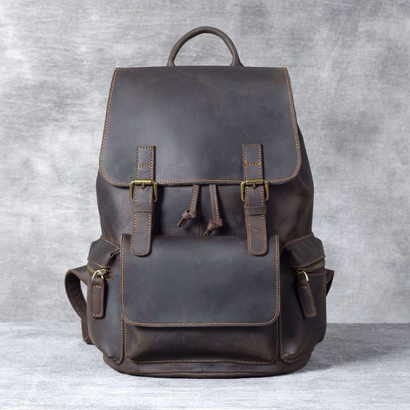 Crazy Horse Leather Backpack Men's Handmade Classic - Image 3