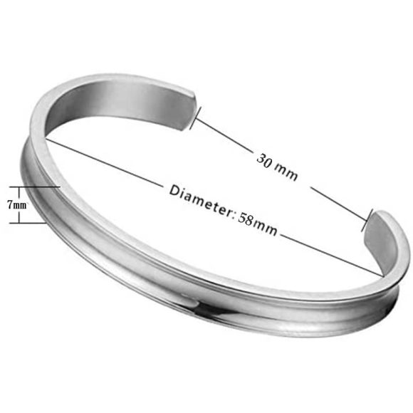 Stainless Steel C- Shaped Concave Open-ended Bracelet - Image 2