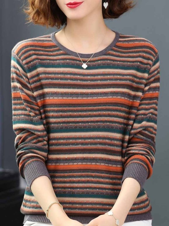 Striped Sweater Thin Bottoming Shirt - Image 4