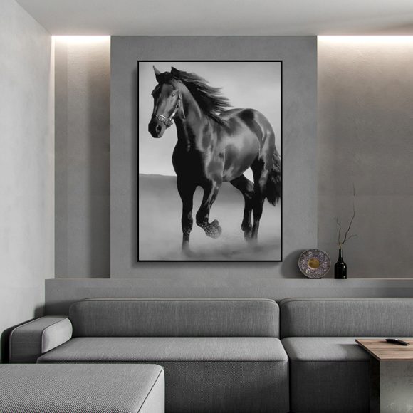 Art Canvas Animal Dark Horse Wall Art Living Room Home Decor - Image 5