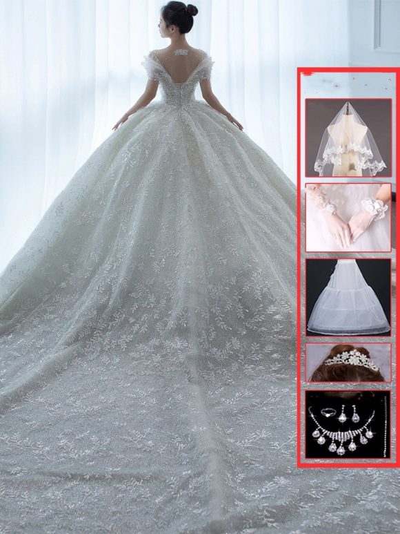 Off Shoulder French Main Wedding Dress - Image 3