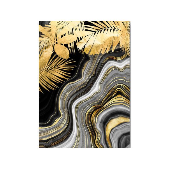 Black Gold Marble Tropical Plants Poster Canvas Painting - Image 4