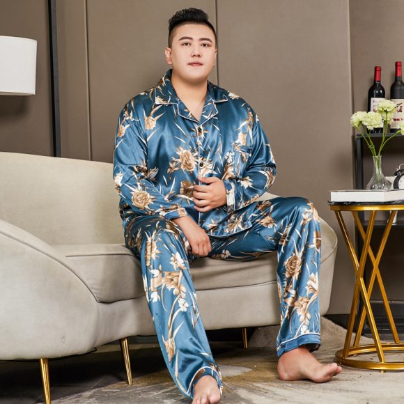 Cut Flower Fat Men's Pajamas Extra Ice Silk - Image 8
