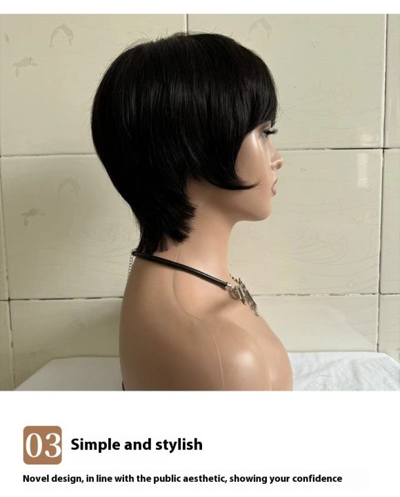 Short Straight Wig Women's Short Hair Head Cover Real Human Hair - Image 10
