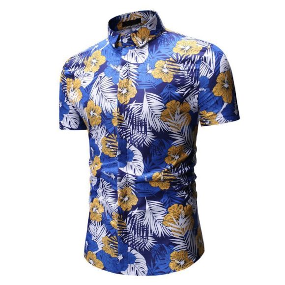 Men's Summer Beach Short-sleeved Floral Shirt - Image 9