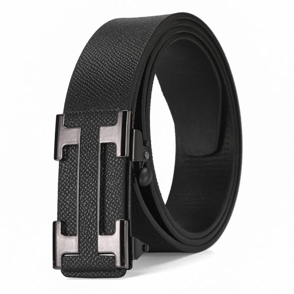 Men's Leather Belt Toothless Automatic Buckle Belt - Image 4