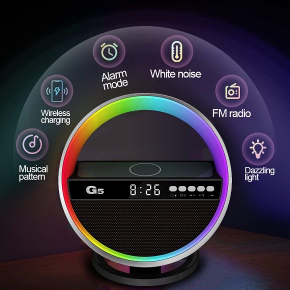 2024 New Multifunction RGB Night Light Wireless Charger Bluetooth-compatible Speaker Large G Ambience Light Home Decor - Image 3