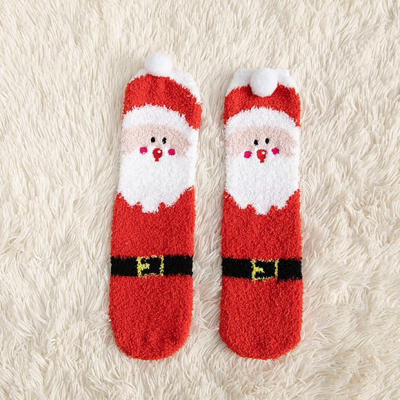 Child Christmas Socks Winter No-shedding Cute Elk Elk Santa Claus Snowman Sleeping Floor Coral Fleece Socks - Image 8