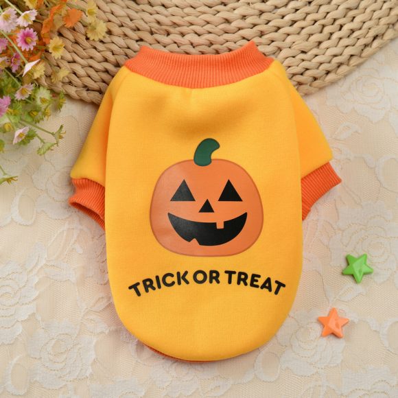 Halloween Pumpkin Skull Pet Teddy Small Dog Autumn Winter Sweater - Image 5