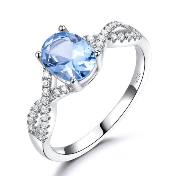 Sterling Silver Ladies Ring Oval Nano Morganite - Image 4