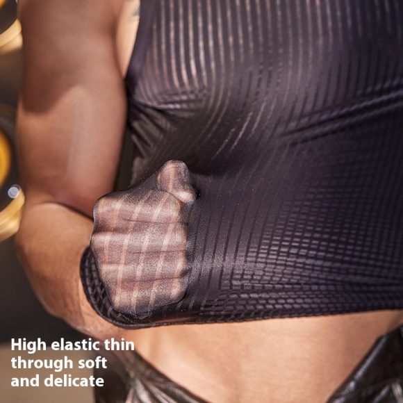 New Men's Cross-strap Vest Striped Thin Transparent High Elastic Skin-friendly Top - Image 8