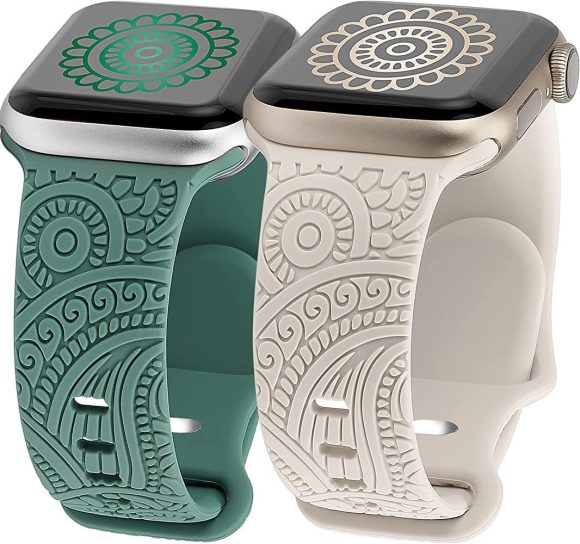 Laser Carved Embossed Cashew Printed Silicone Strap - Image 6
