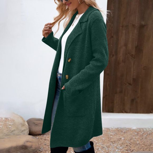 Women's Fashionable All-match Mid-length Woolen Coat Suit Jacket - Image 5