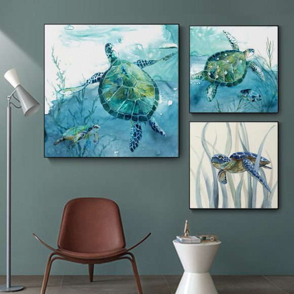Turtle Canvas Painting Wall Art Poster - Image 5