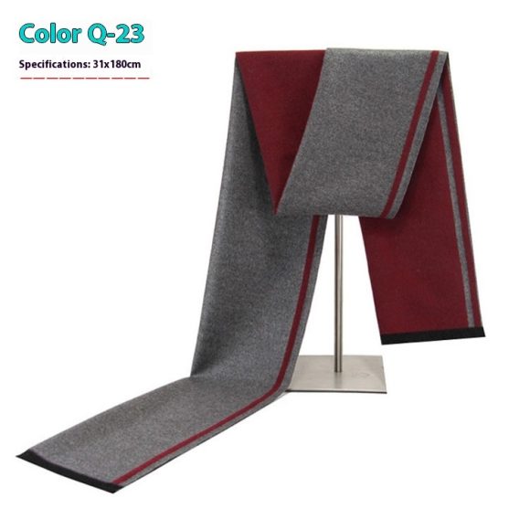 New Men's Winter Warm Cashmere-like Striped Business Scarf For Young People - Image 5