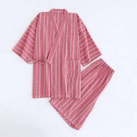 Washed Cotton Thin Striped Pajamas - Image 4