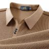 Vertical Texture Button Access Control Collar T-shirt - Image 5