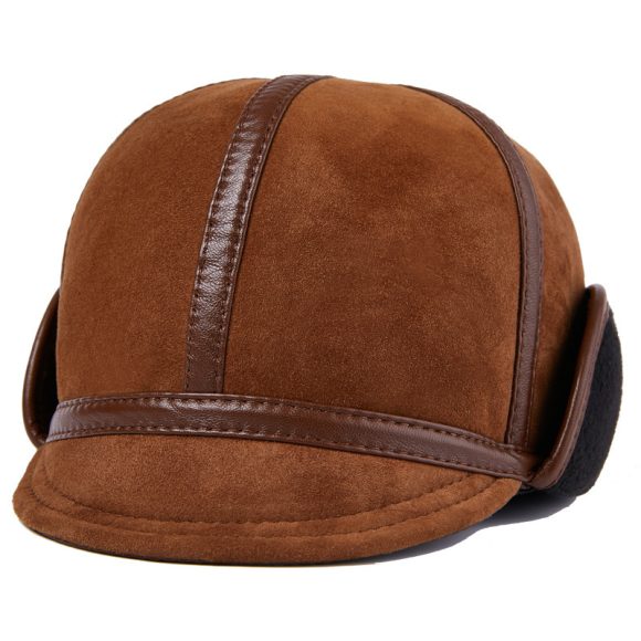 Casual Leather Men's Winter Sheepskin Velvet Thermal Outdoor Hat - Image 7