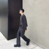 Bootcut Casual Autumn Striped O-neck Short Suit Suit - Image 2