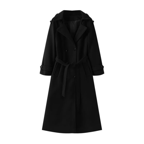 Loose Temperament Double Breasted Length And Width Woolen Coat - Image 5