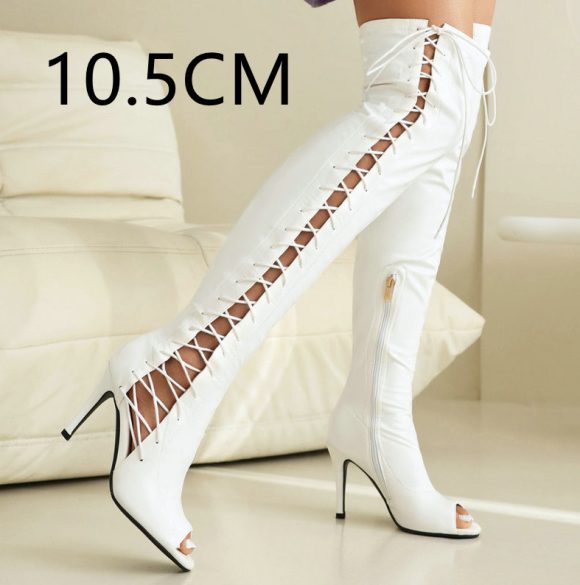 Stretch Thin Patent Leather Female Over-the-knee Boots - Image 2