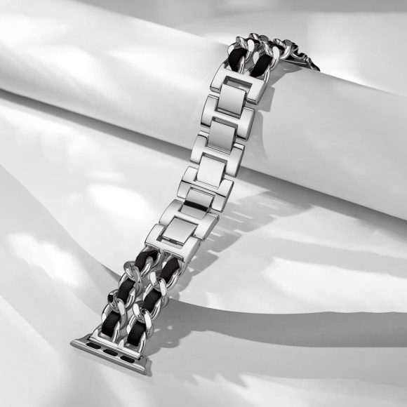 Stainless Steel Double Chain Metal Watch Strap - Image 7