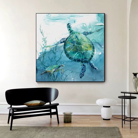 Turtle Canvas Painting Wall Art Poster - Image 9
