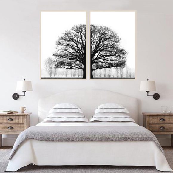Black And White Winter Trees Modern Sofa Background Wall Decorative Painting - Image 2