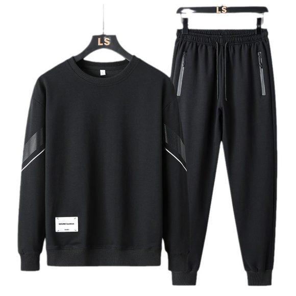 Round Neck Sweater Pants Men's Casual Sweatshirt Outfit - Image 5