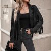 Women's Spring And Autumn Casual Fringe Regular Sleeve Lapel Regular Women's Everyday Jacket