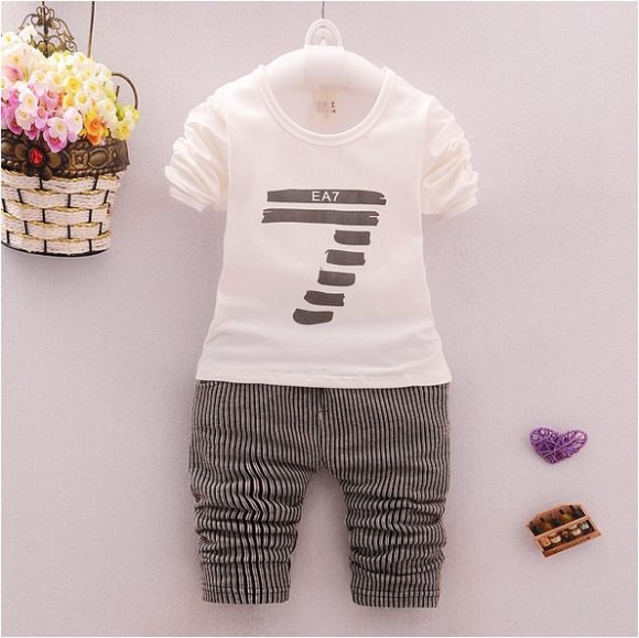 spring and autumn new boys and girls zipper striped trousers suit children's suit - Image 6