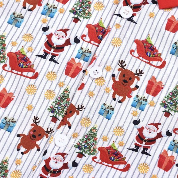 boy clothing set bow christmas print - Image 4