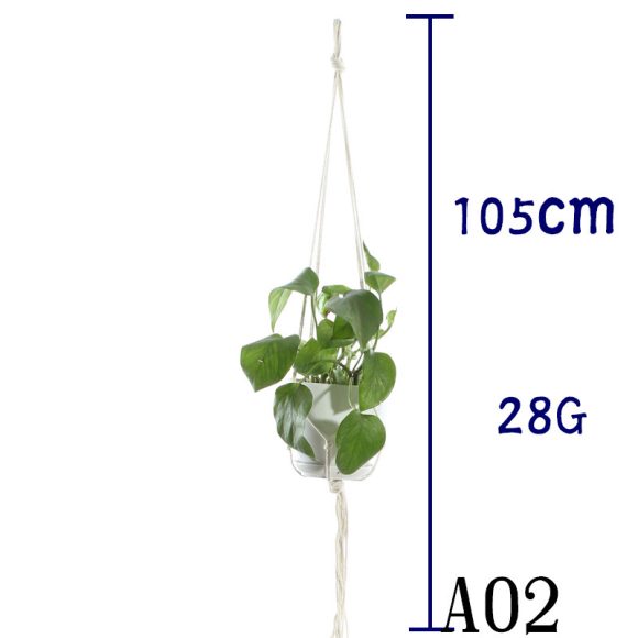 Flower Pot Net Bag Beige Cotton Rope Indoor Plant Hanger Hanging Basket Sling - Image 6